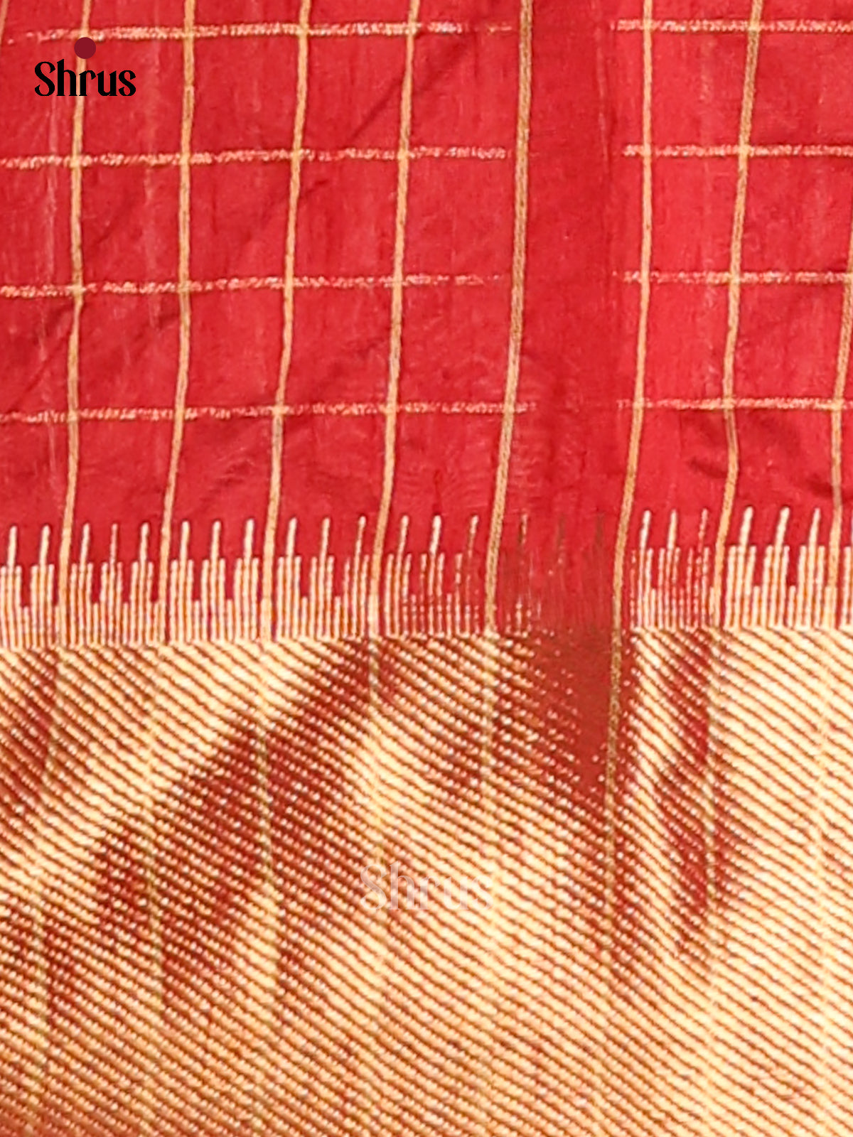 Green & Red - Semi Rawsilk Saree - Shop on Shrus.com
