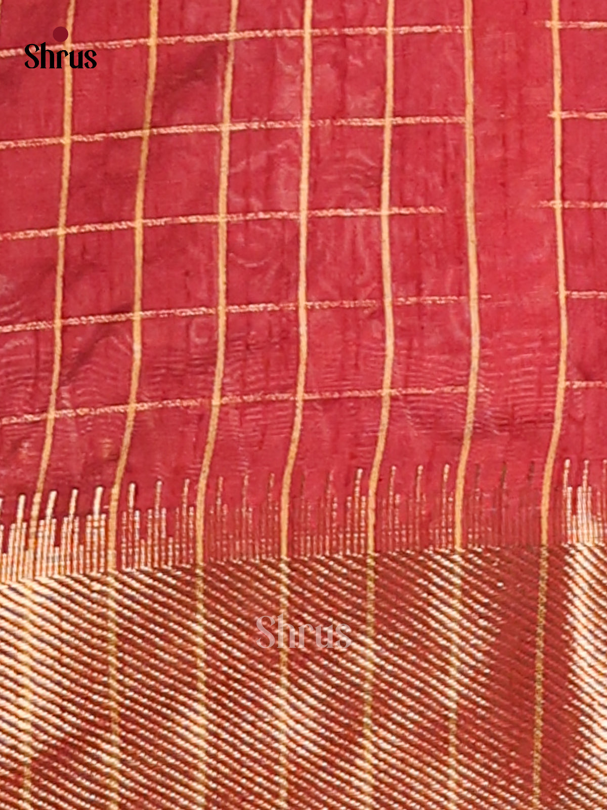 Cream & Maroon- Semi Rawsilk Saree