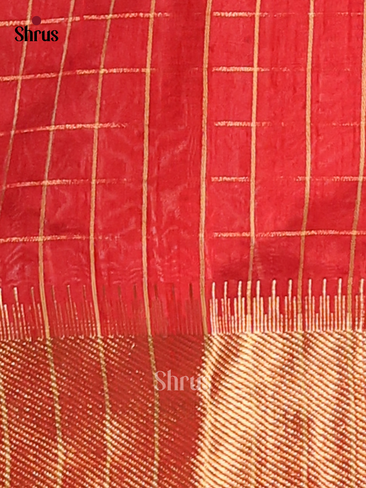 Brown & Red- Semi Rawsilk Saree