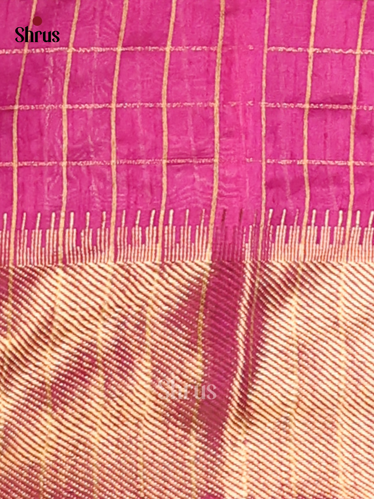 Orange & Majenta- Semi Rawsilk Saree - Shop on Shrus.com