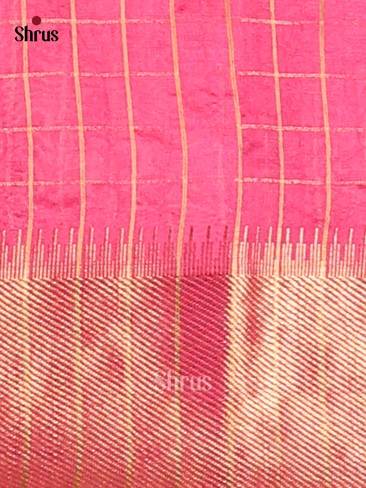 Blue & Pink - Semi Rawsilk Saree