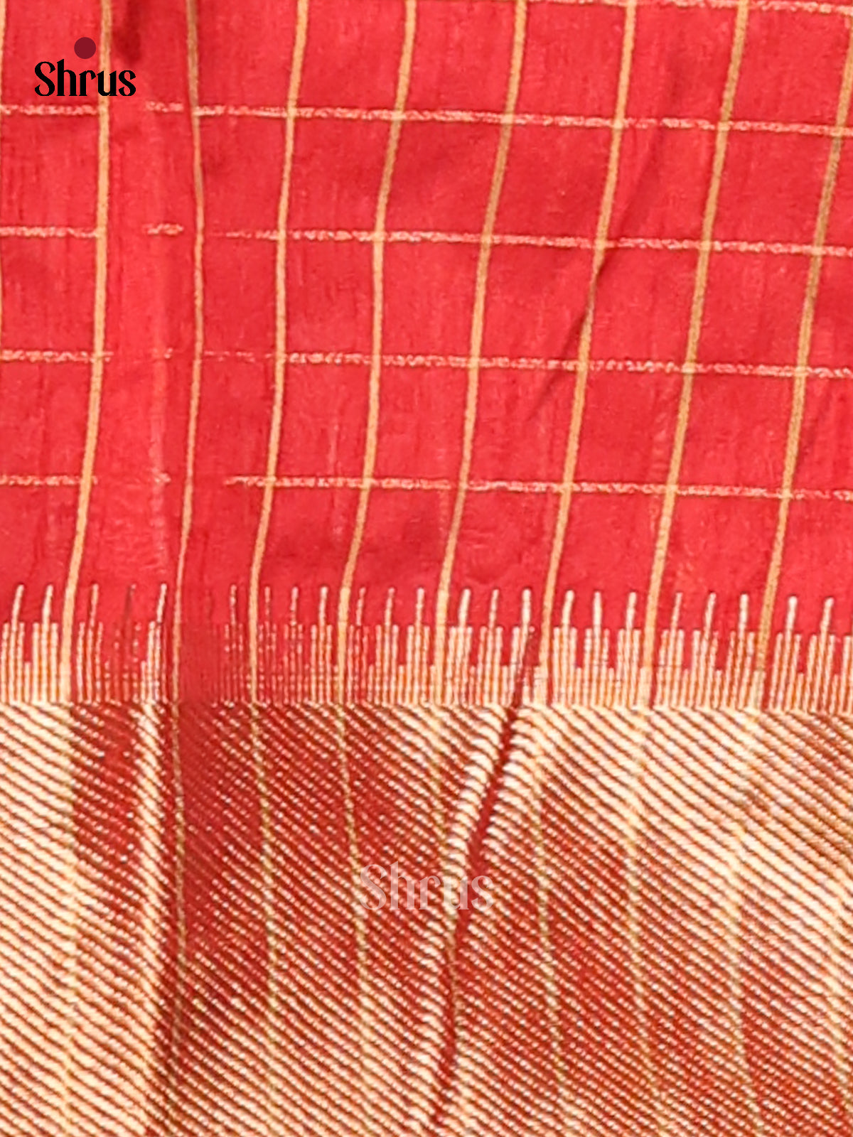 Brown & Red- Semi Rawsilk Saree