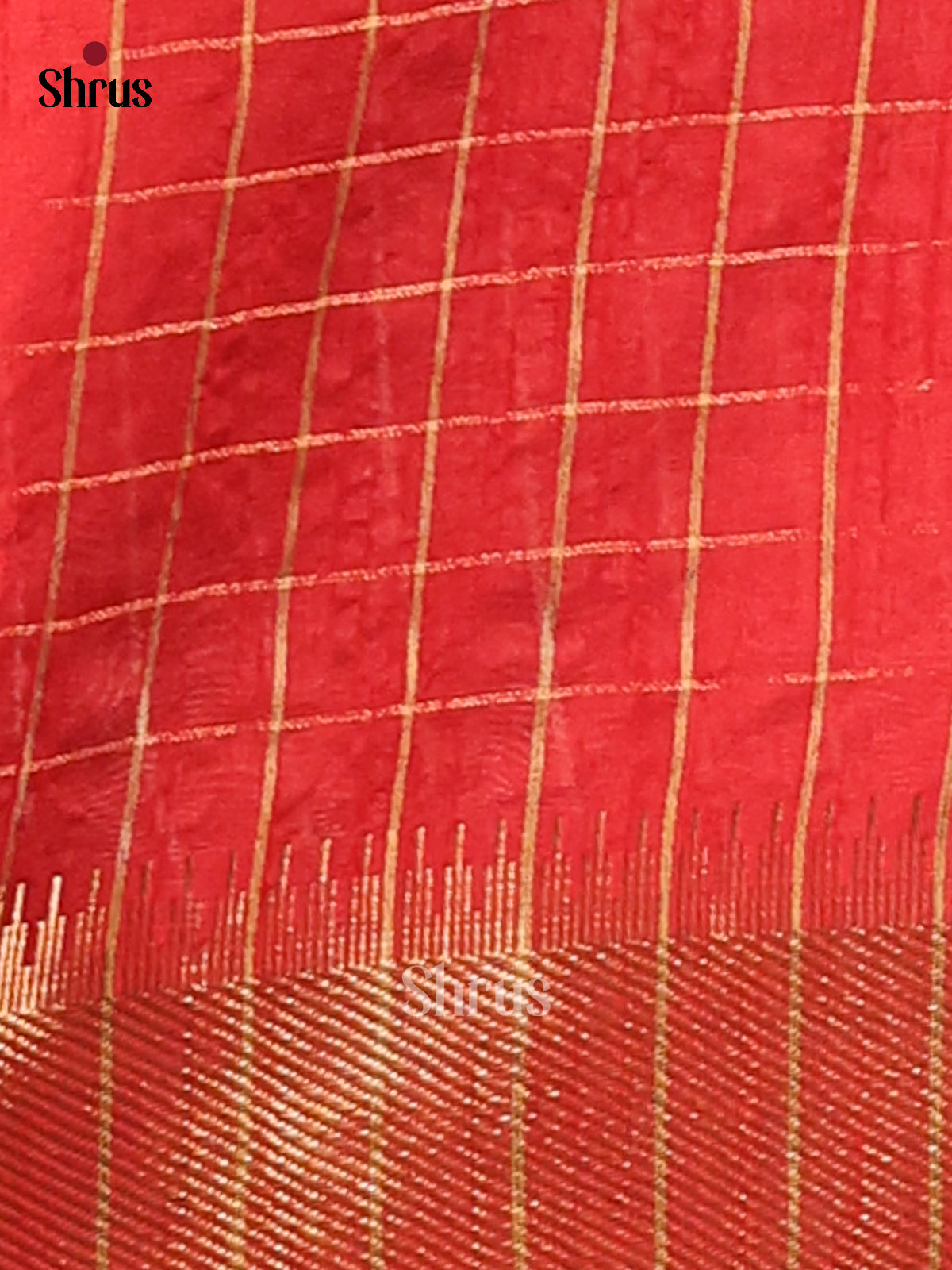Green & Red- Semi Rawsilk Saree - Shop on Shrus.com