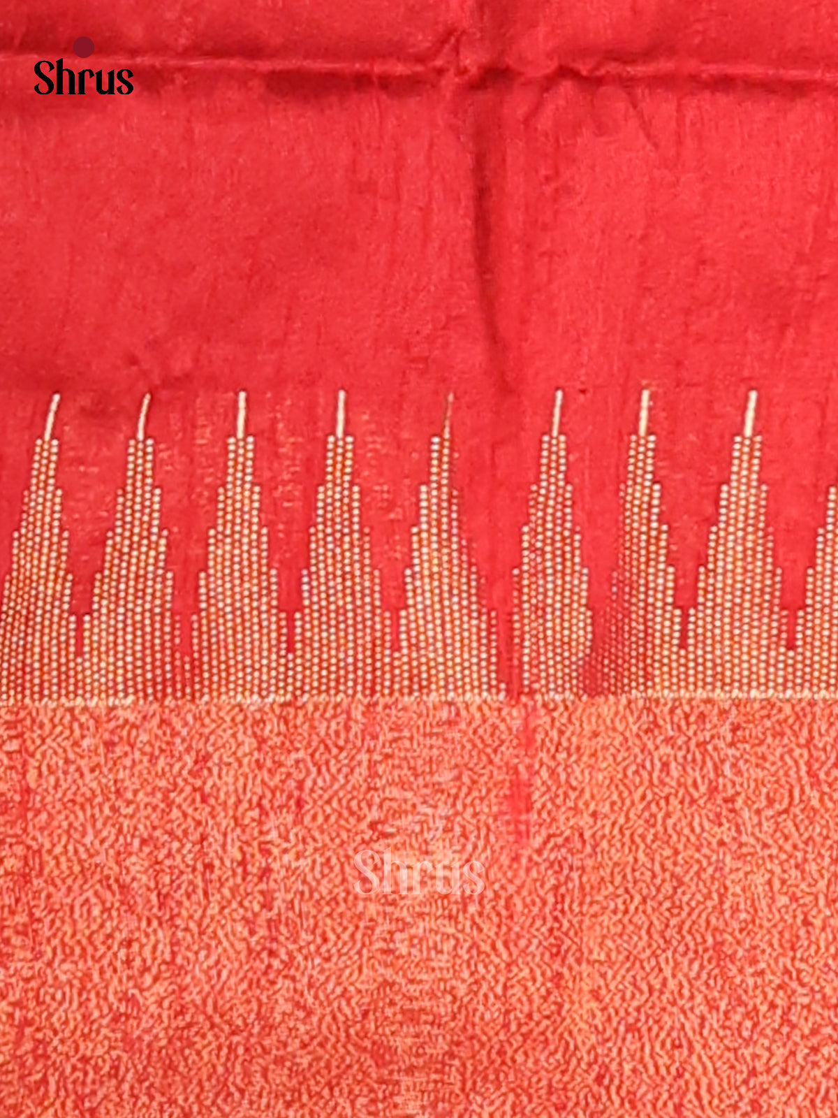 Green & Red - Semi Rawsilk Saree - Shop on Shrus.com