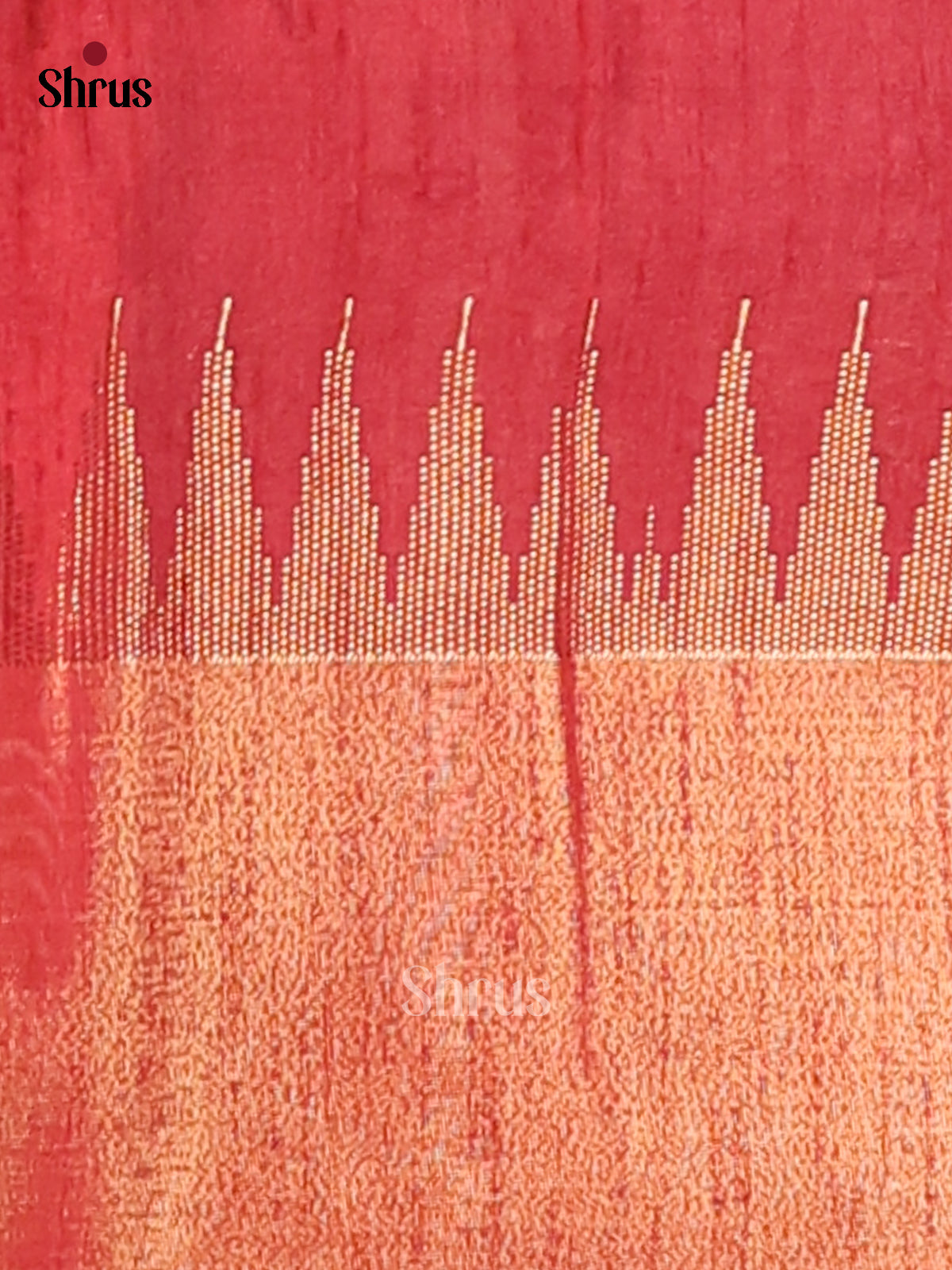 Dark Brown & Red- Semi Rawsilk Saree - Shop on Shrus.com