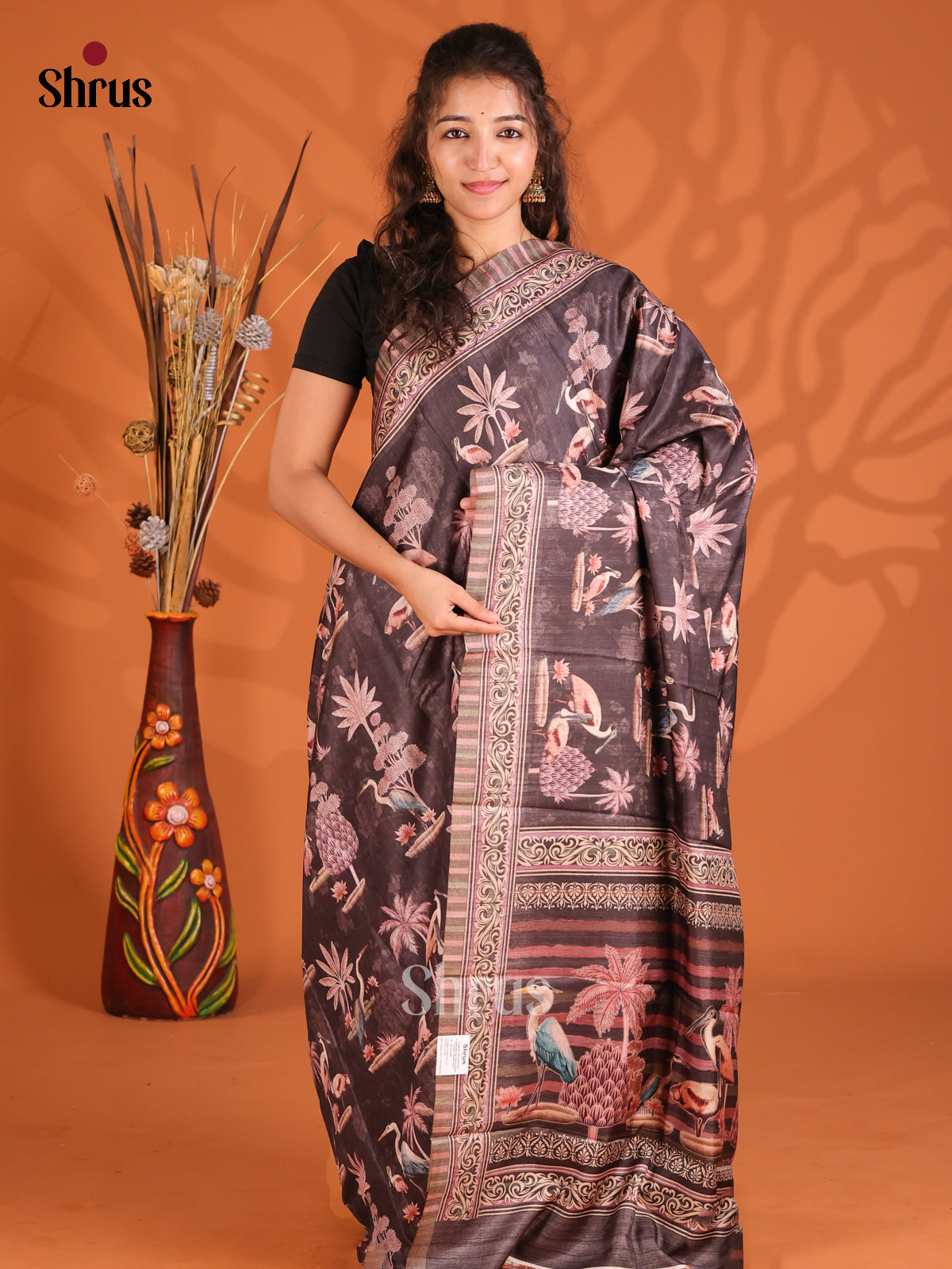 Brown - Butter silk Saree