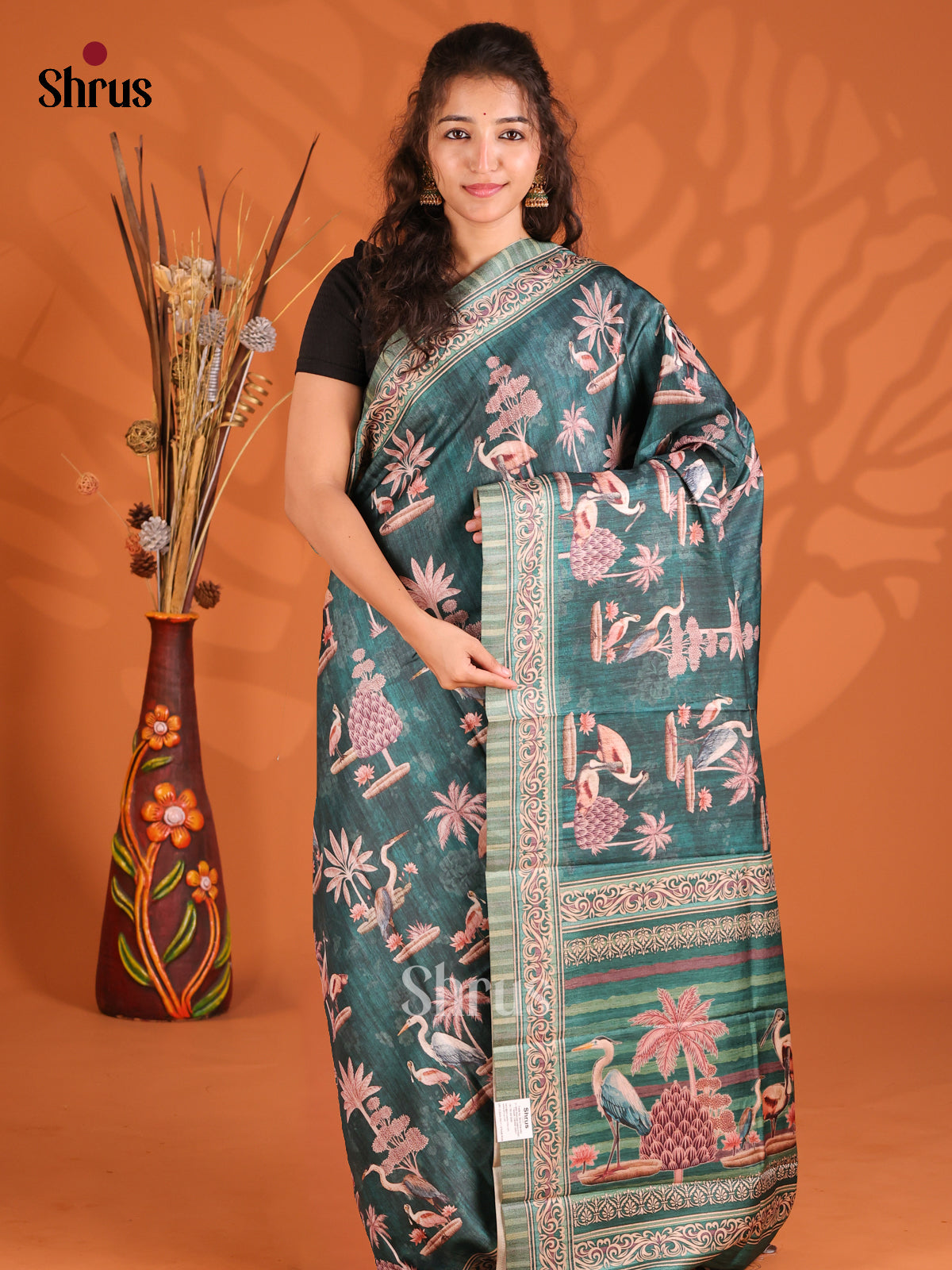 Green- Butter silk Saree - Shop on Shrus.com