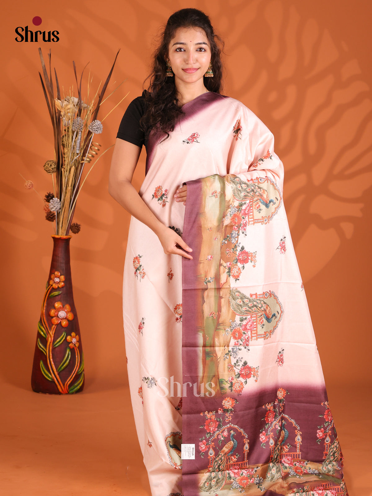 Pink & Purple - Butter silk Saree - Shop on Shrus.com