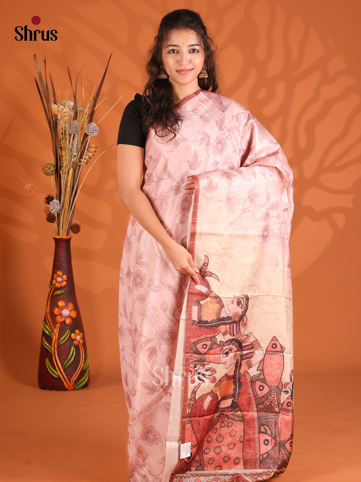 Pink & Maroon - Butter silk Saree - Shop on Shrus.com