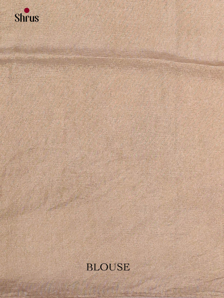 Cream & Brown - Semi Tissue Print Saree