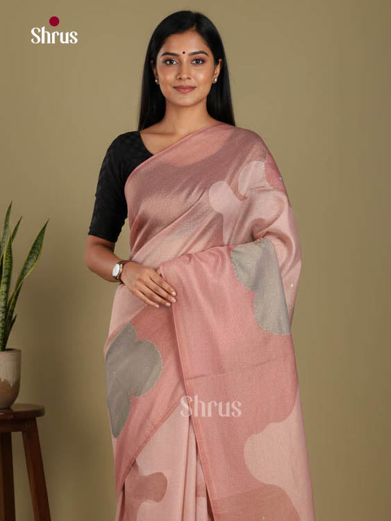 Dusty Pink  - Semi Tissue Print Saree
