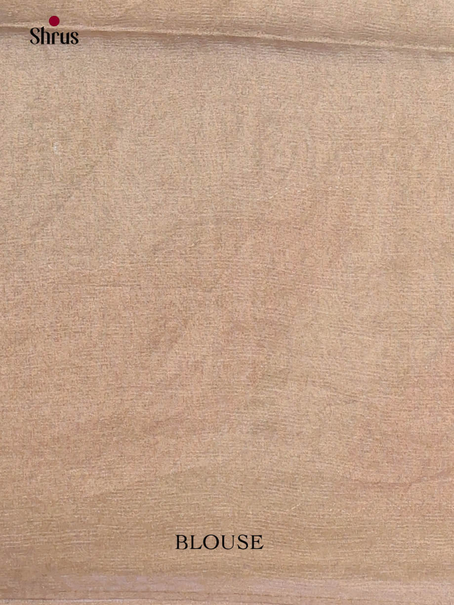 Cream & Brown - Semi Tissue Print Saree