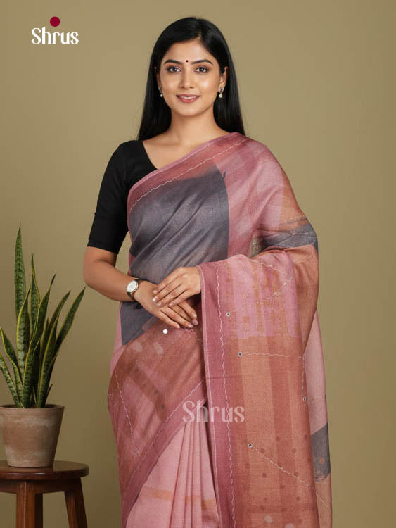Onion Pink - Semi Tissue print Saree