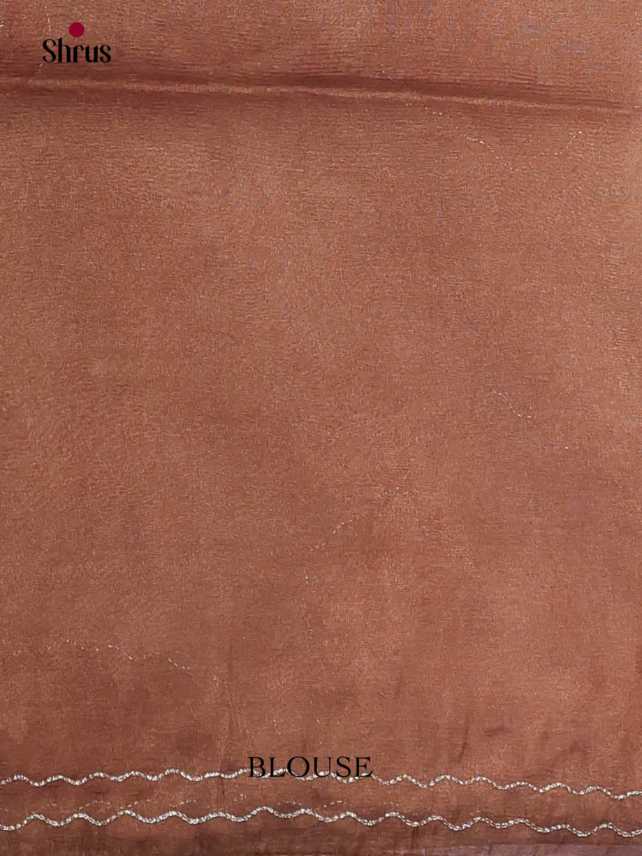 Brown - Semi Tissue Print Saree