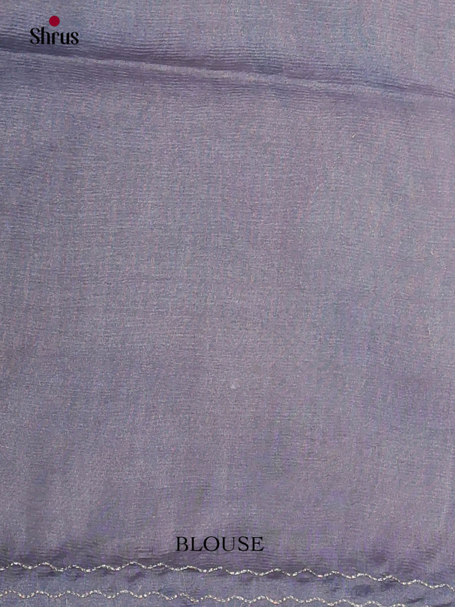 Greyish Blue - Semi Tissue Print Saree