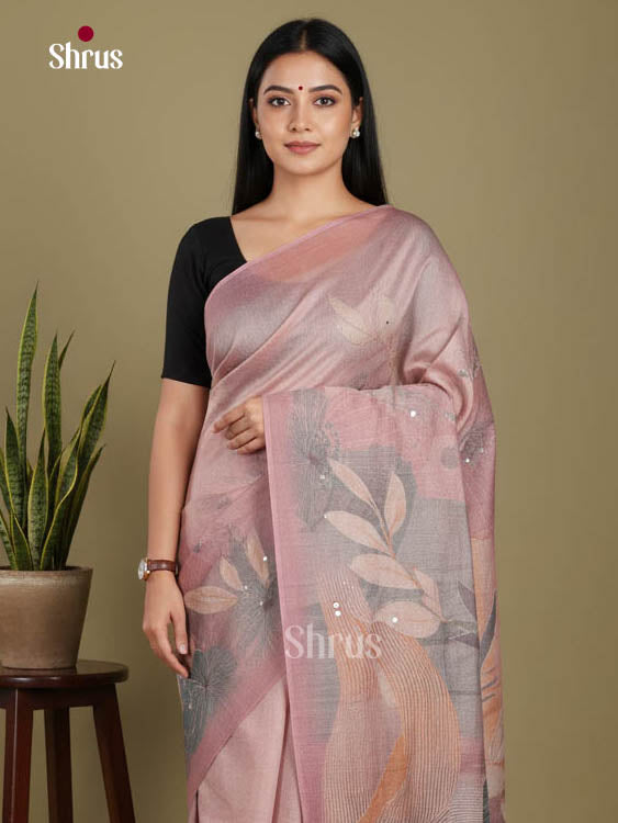 Mild Purple - Semi Tissue Print Saree - Shop on Shrus.com