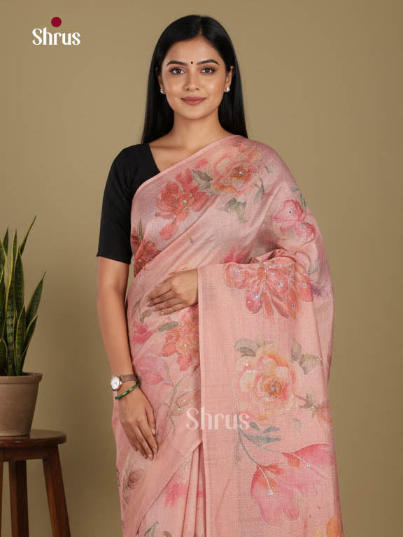 Onion pink - Semi Tissue Print Saree
