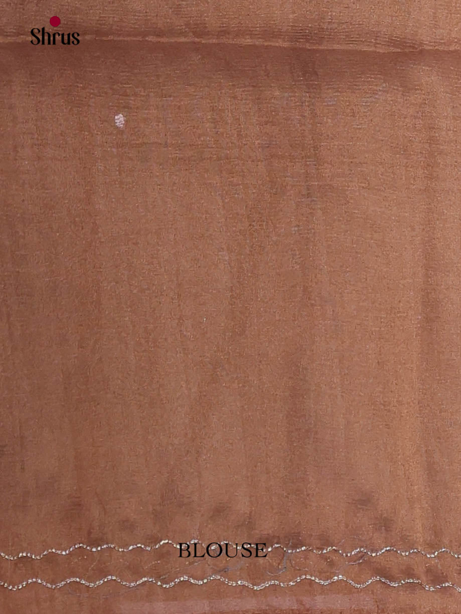 Grey & Brown - Semi Tissue Print Saree