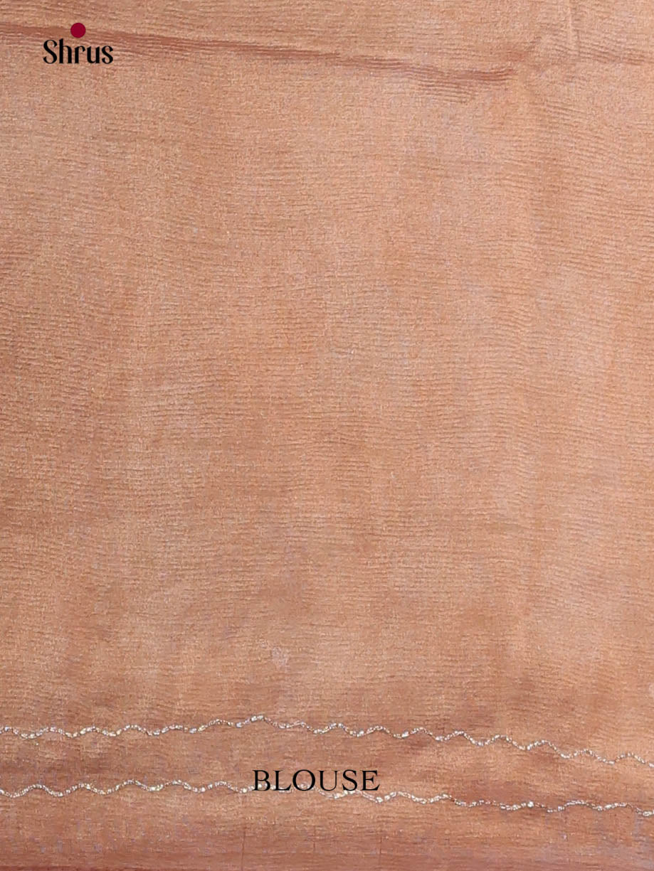 Grey & Brown - Semi Tissue Print Saree