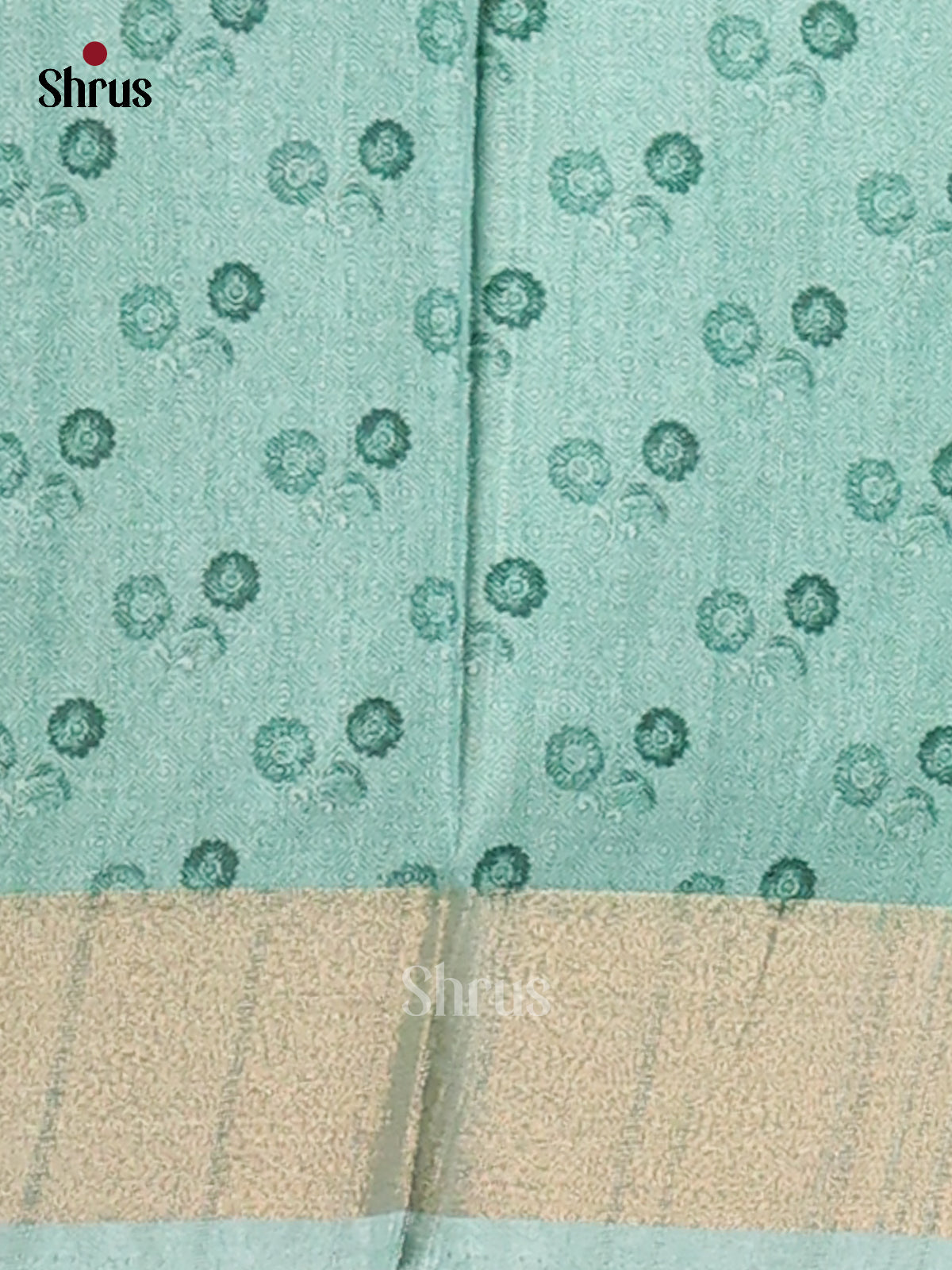 Cream & Teal- Semi Gicha Saree