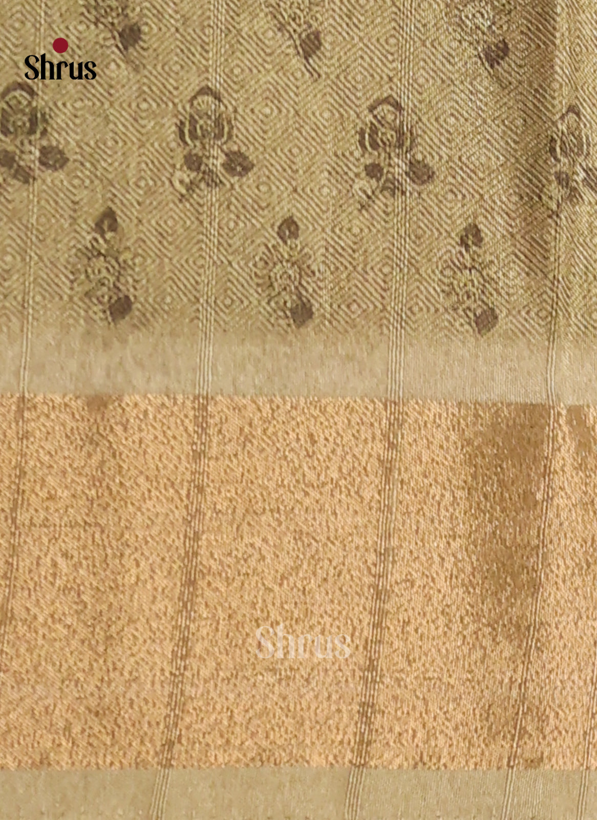 Cream & Mint Green - Semi Gicha Saree