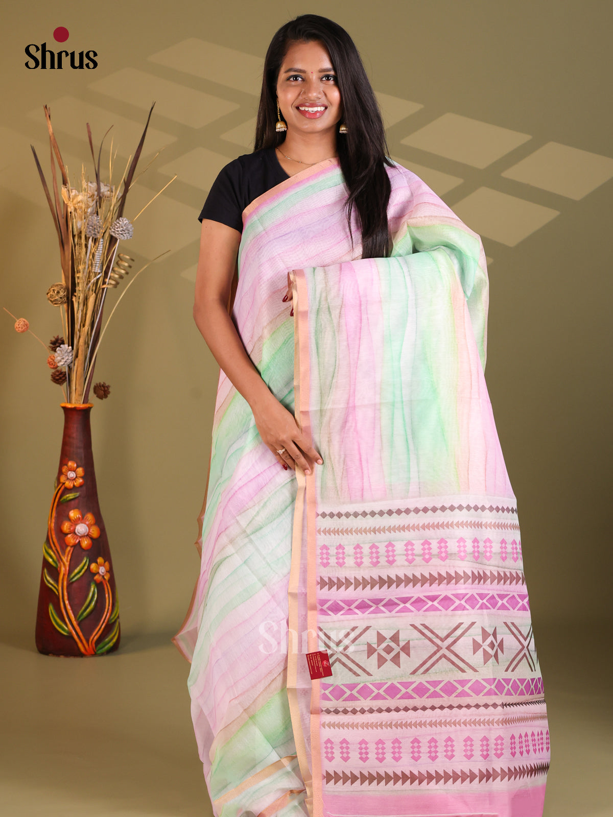 DFS18160 - Semi Maheshwari Print Saree