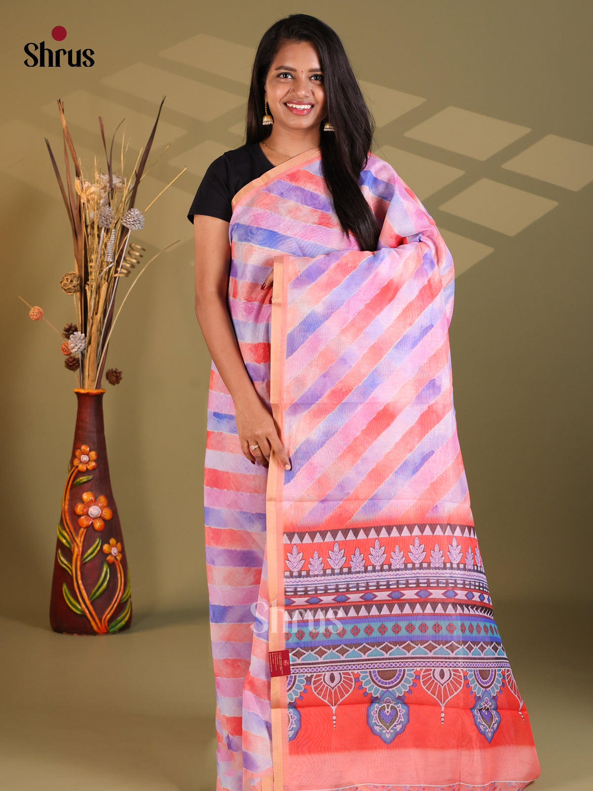 DFS18162 - Semi Maheshwari Print Saree