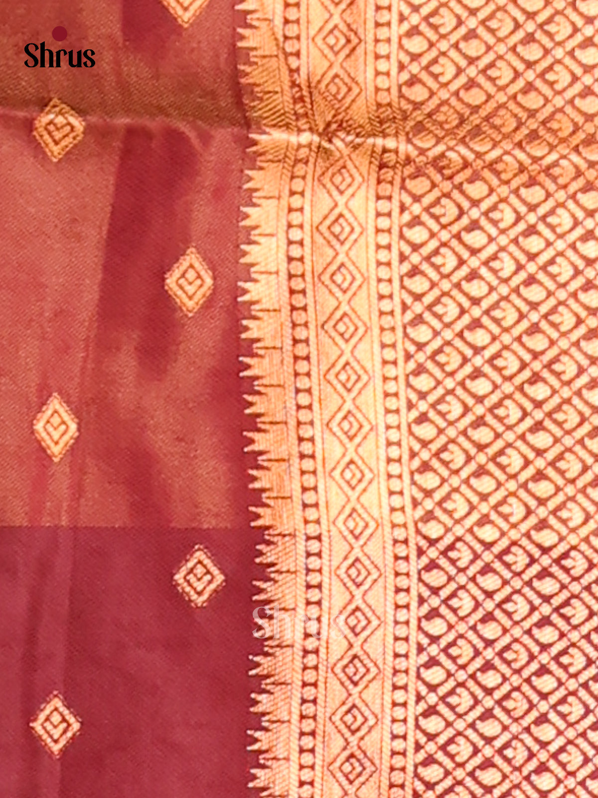 Orange & Maroon - Semi Softsilk Saree - Shop on Shrus.com