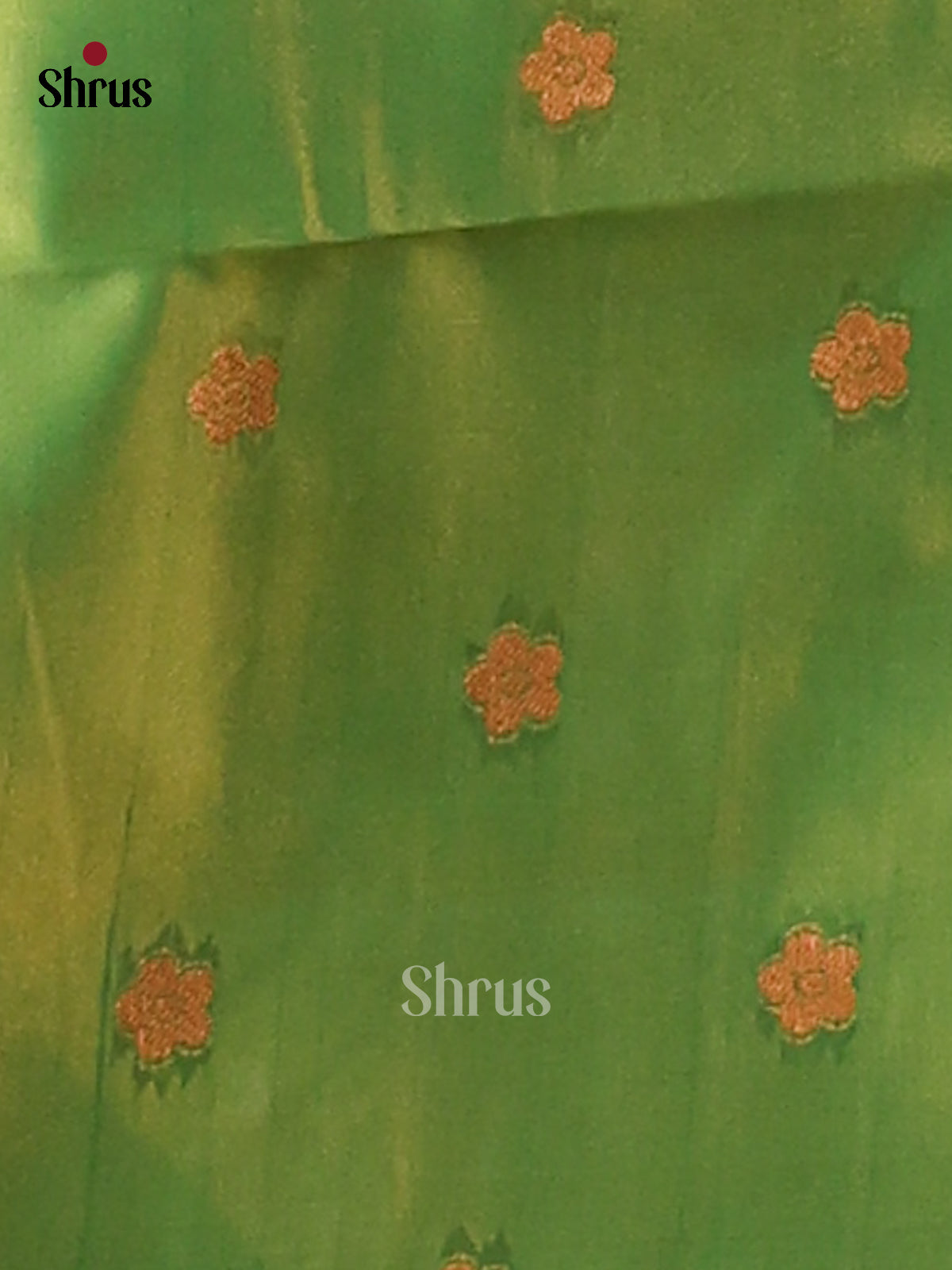 Orange & Green - Semi Softsilk Saree - Shop on Shrus.com