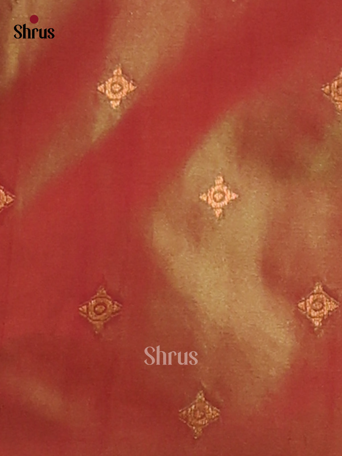 Green & Double Shaded Orange - Semi Softsilk Saree - Shop on Shrus.com