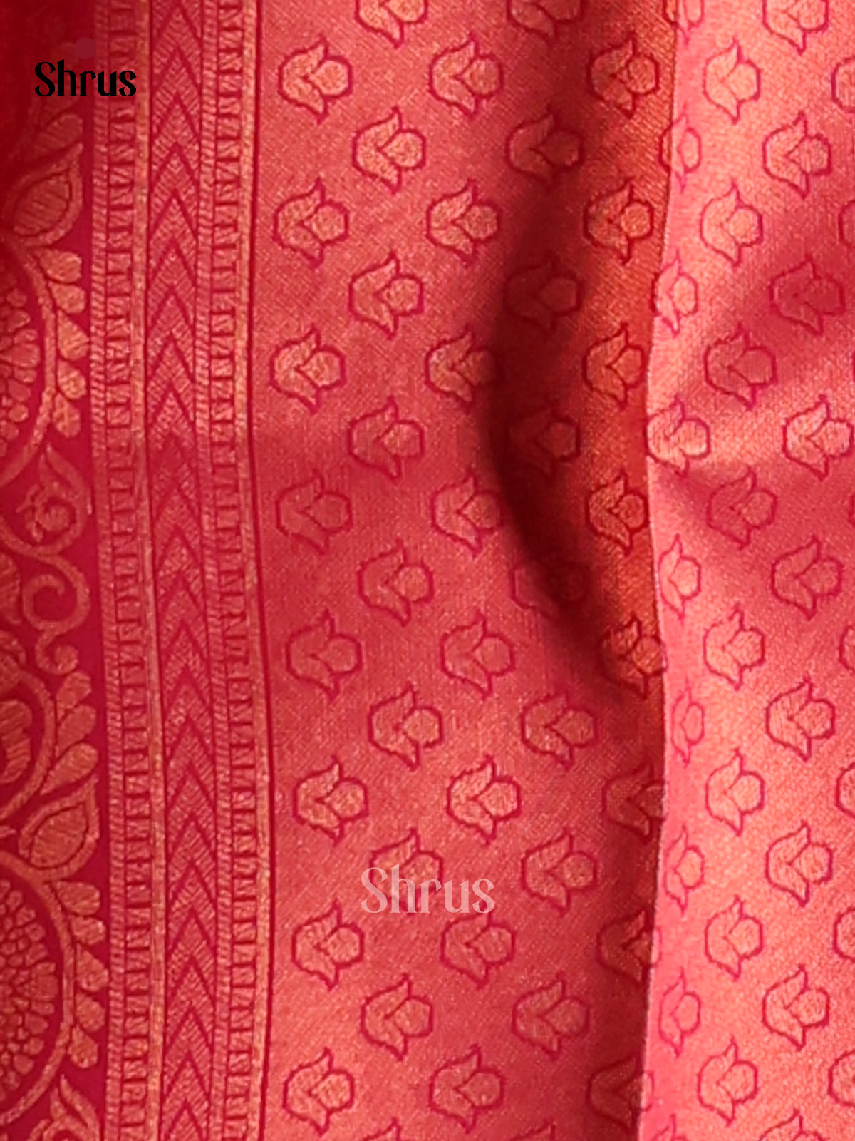 Peach & Pink- Semi Softsilk Saree - Shop on Shrus.com