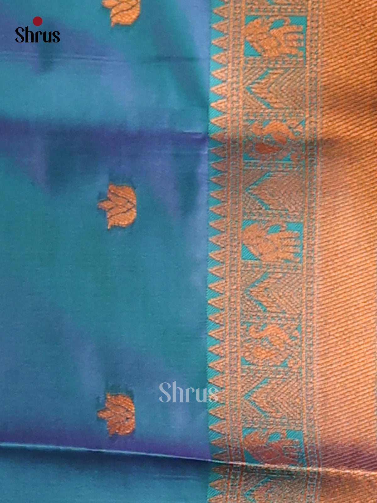 Purple & Blue- Semi Softsilk Saree - Shop on Shrus.com