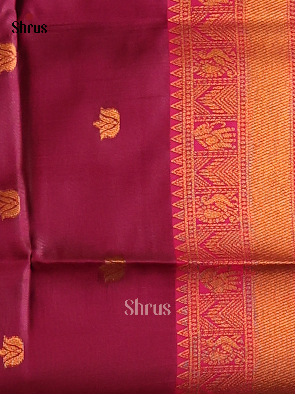 Green & Maroon - Semi Softsilk Saree - Shop on Shrus.com