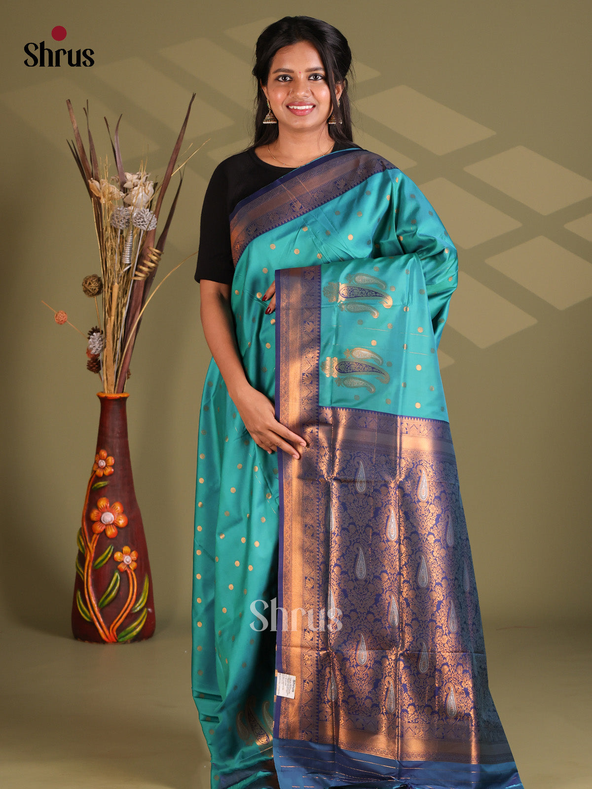 Rama Blue & Blue- Semi Softsilk Saree - Shop on Shrus.com