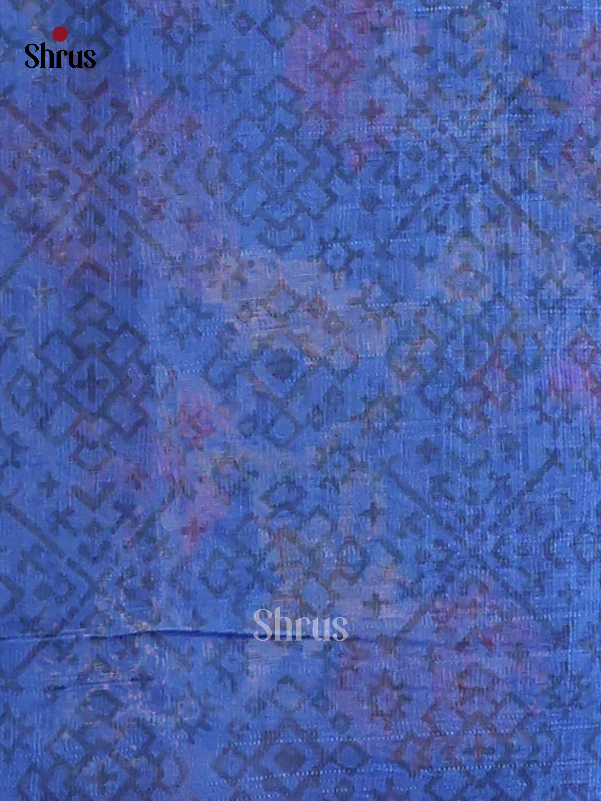 Pink & Blue- Semi Maheshwari Print Saree - Shop on Shrus.com