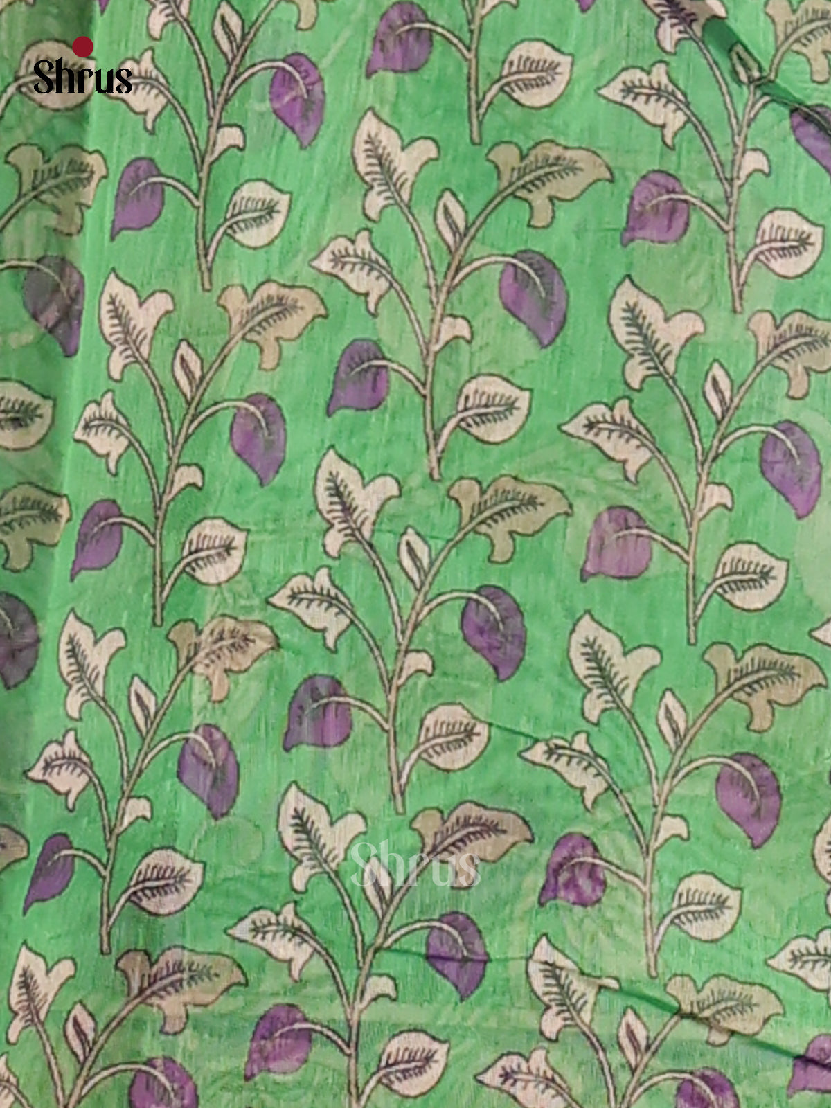 Violet & Green - Semi Maheshwari Print Saree