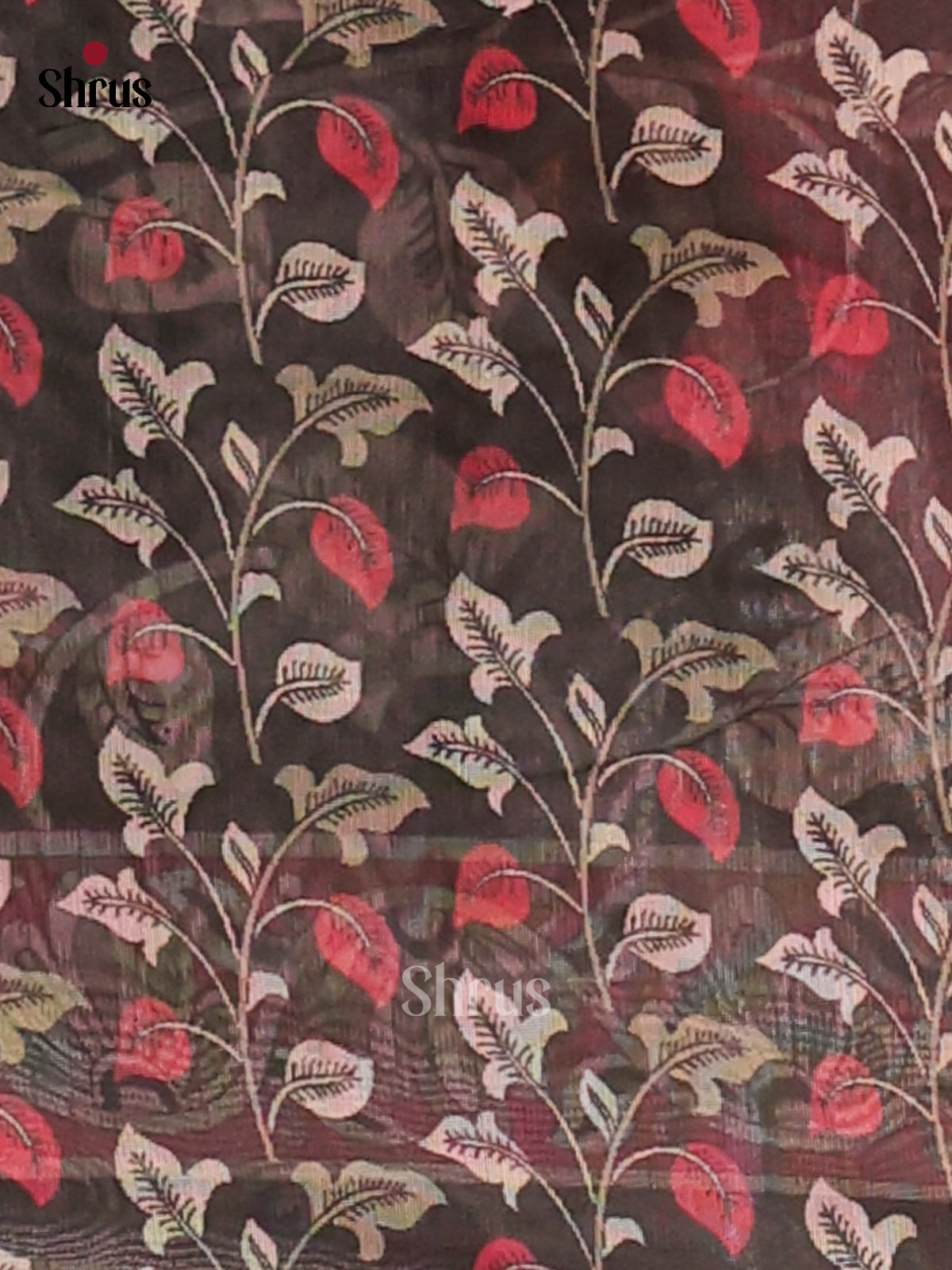 Pink & Black - Semi Maheshwari Print Saree