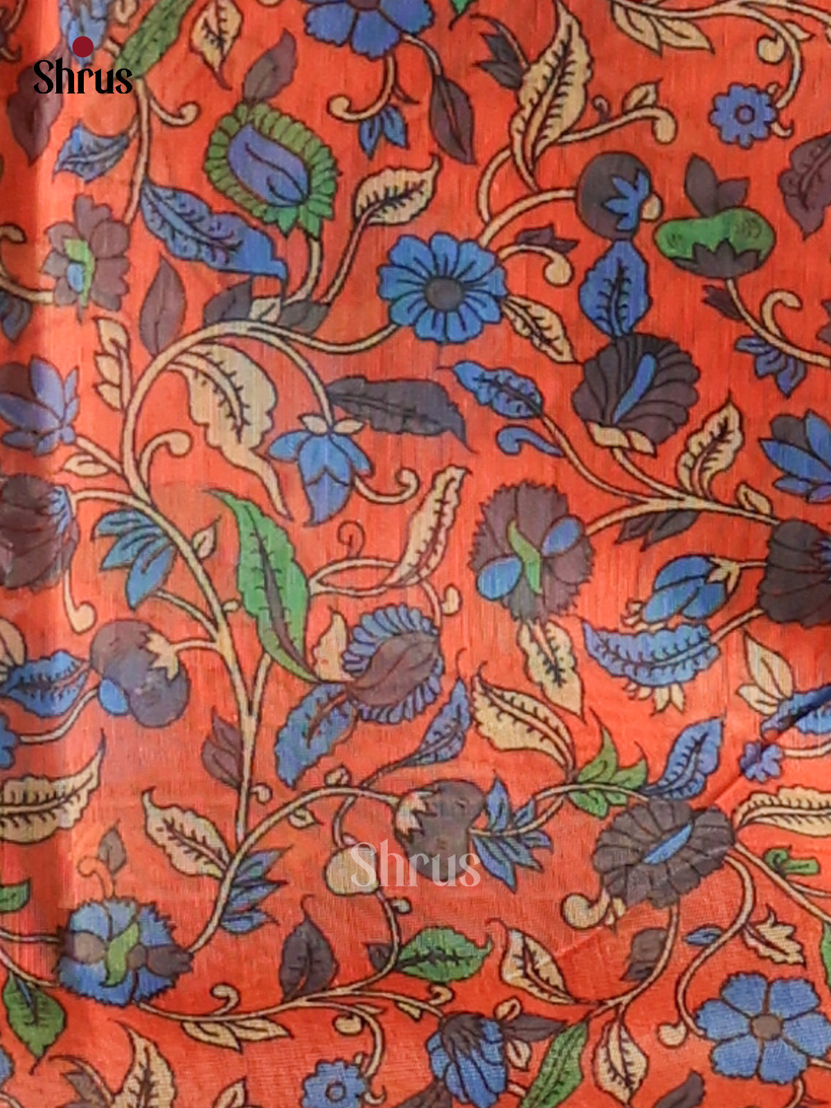 Blue & Orange- Semi Maheshwari Print Saree