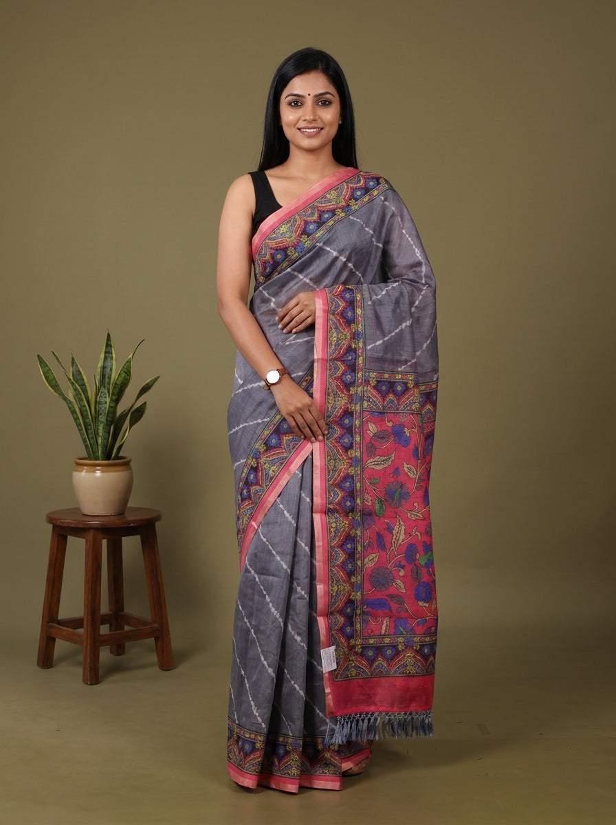 DFS24043 - Semi Maheshwari Print Saree