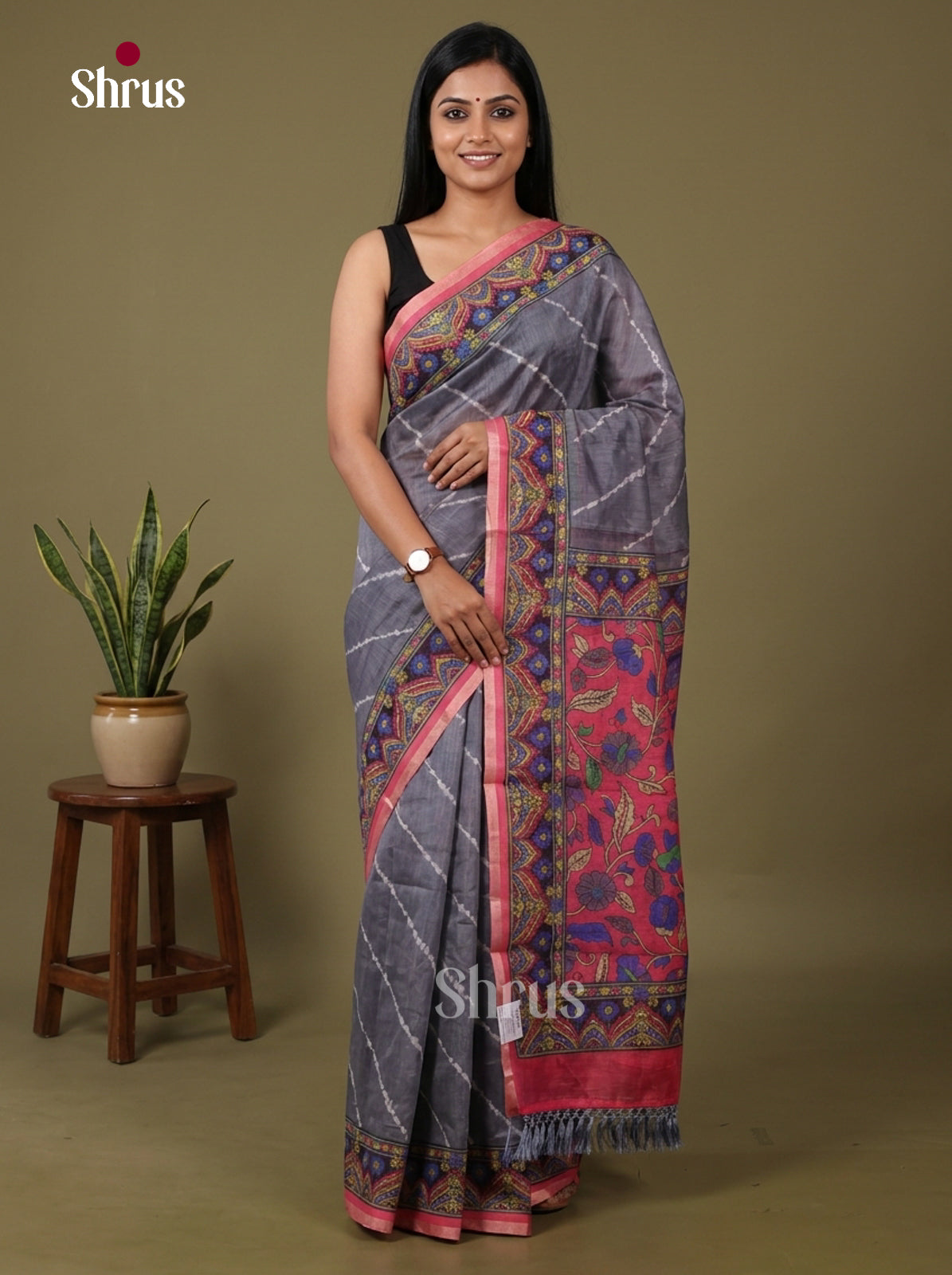 DFS24043 - Semi Maheshwari Print Saree