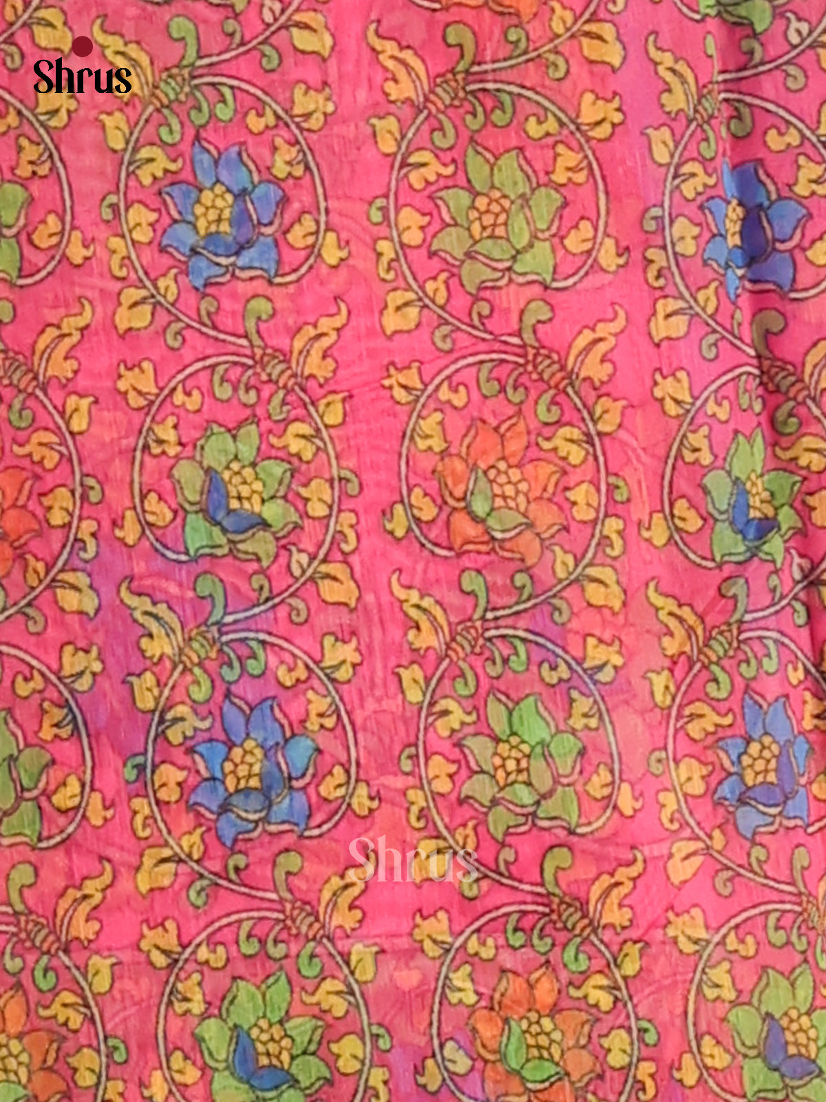 Blue & Pink- Semi Maheshwari Print Saree