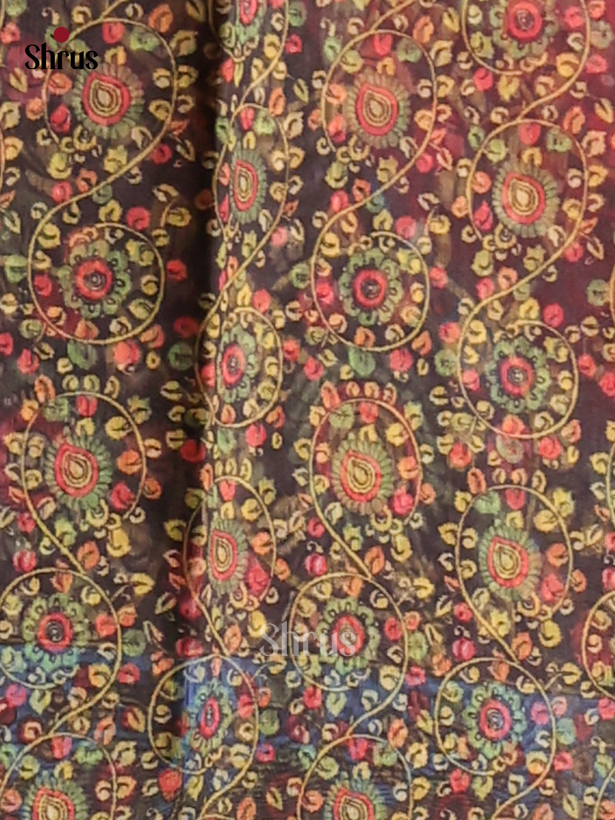 Pink & Black - Semi Maheshwari Print Saree