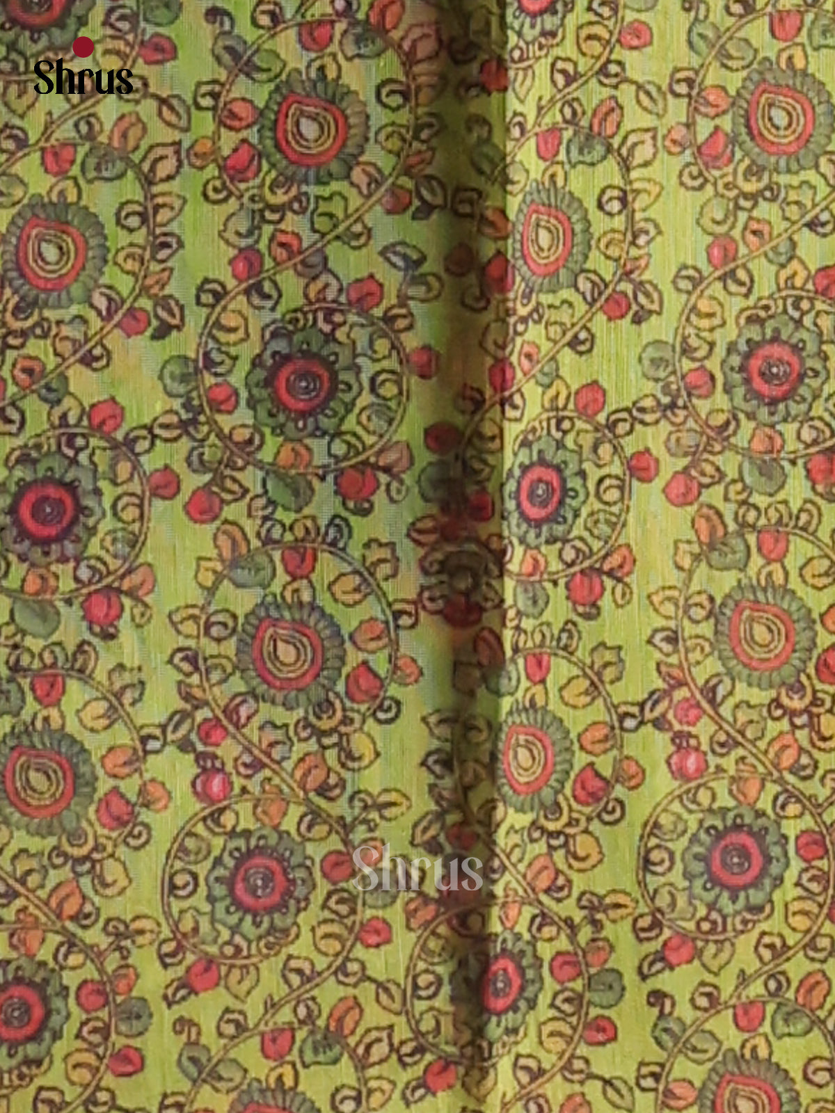 Purple & Green - Semi Maheshwari Print Saree