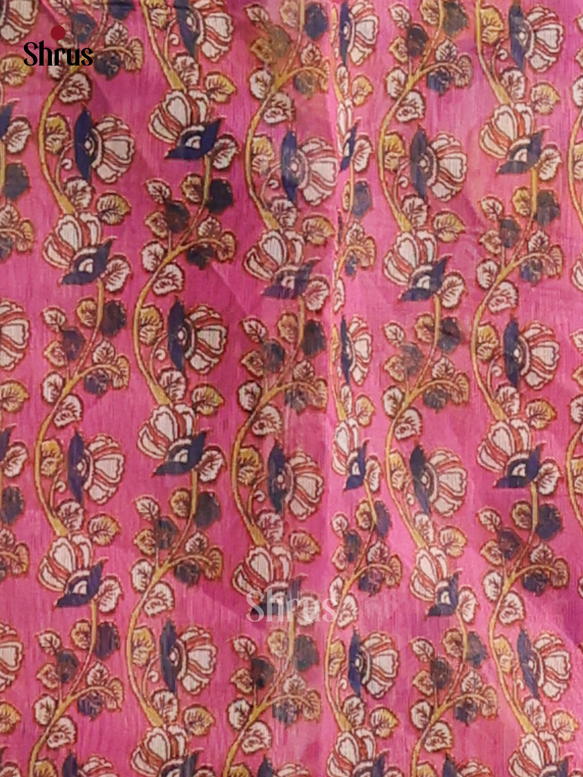 Green & Pink - Semi Maheshwari Print Saree - Shop on Shrus.com