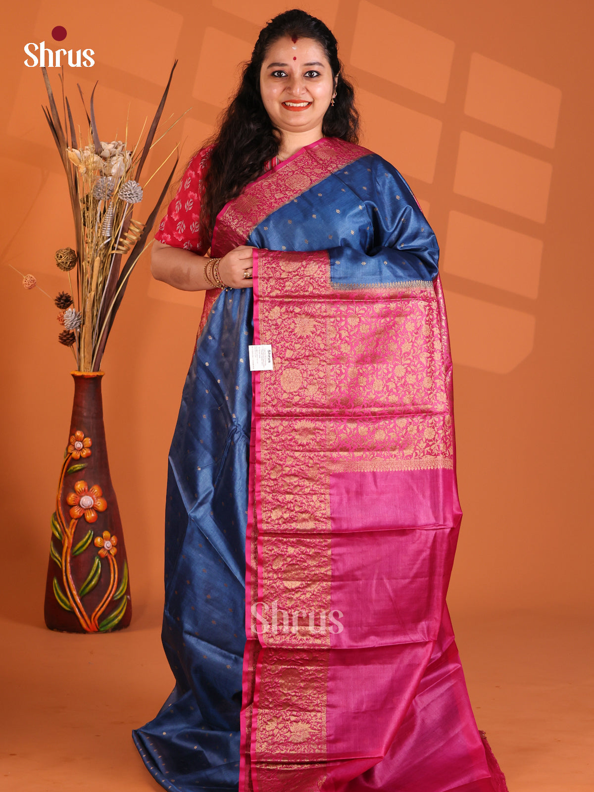 Blue & Purple - Tussar Saree