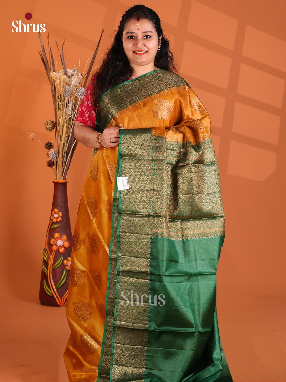 Mustard & Green - Tussar Saree - Shop on Shrus.com