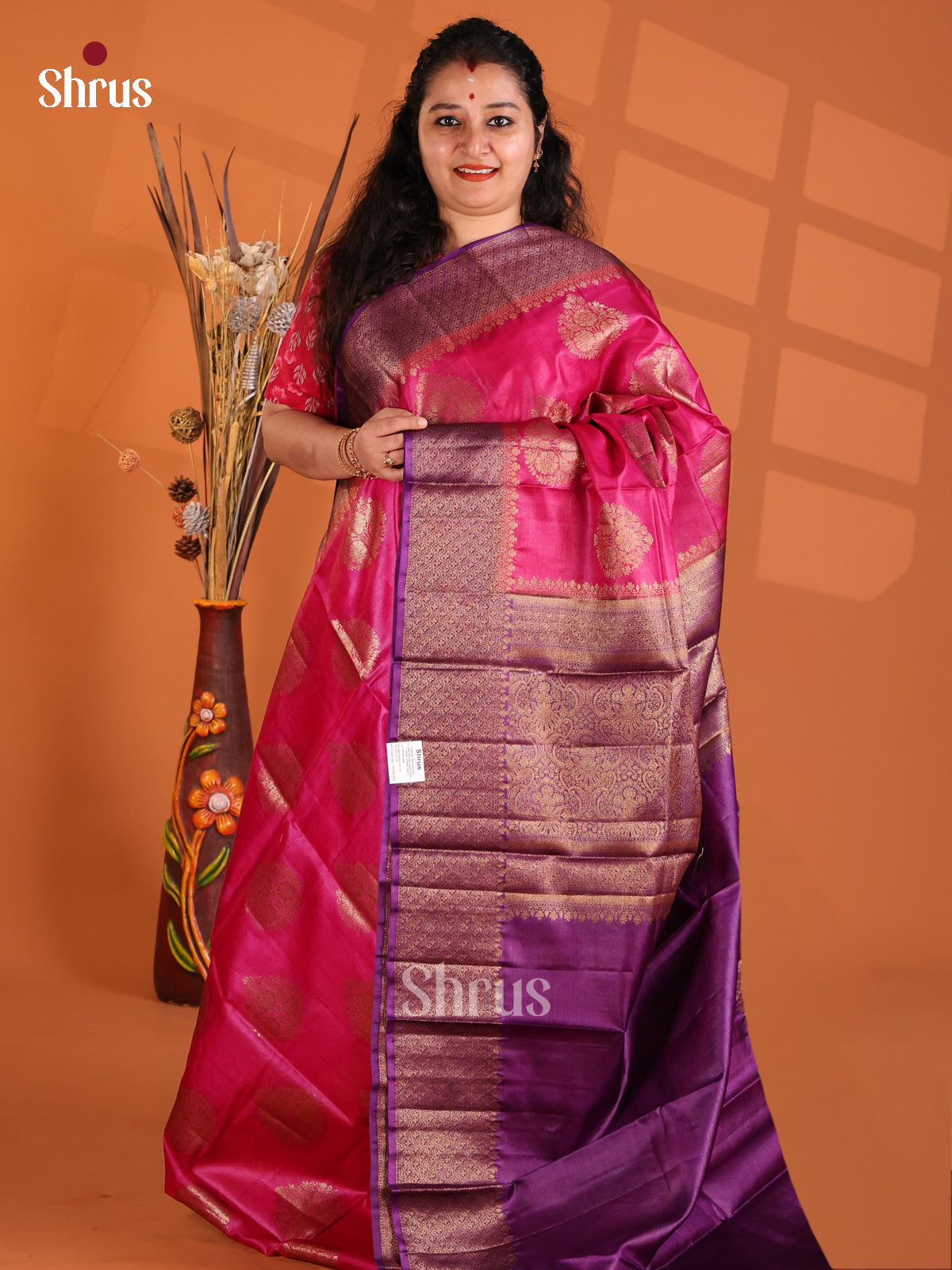 Pink & Violet - Tussar Saree