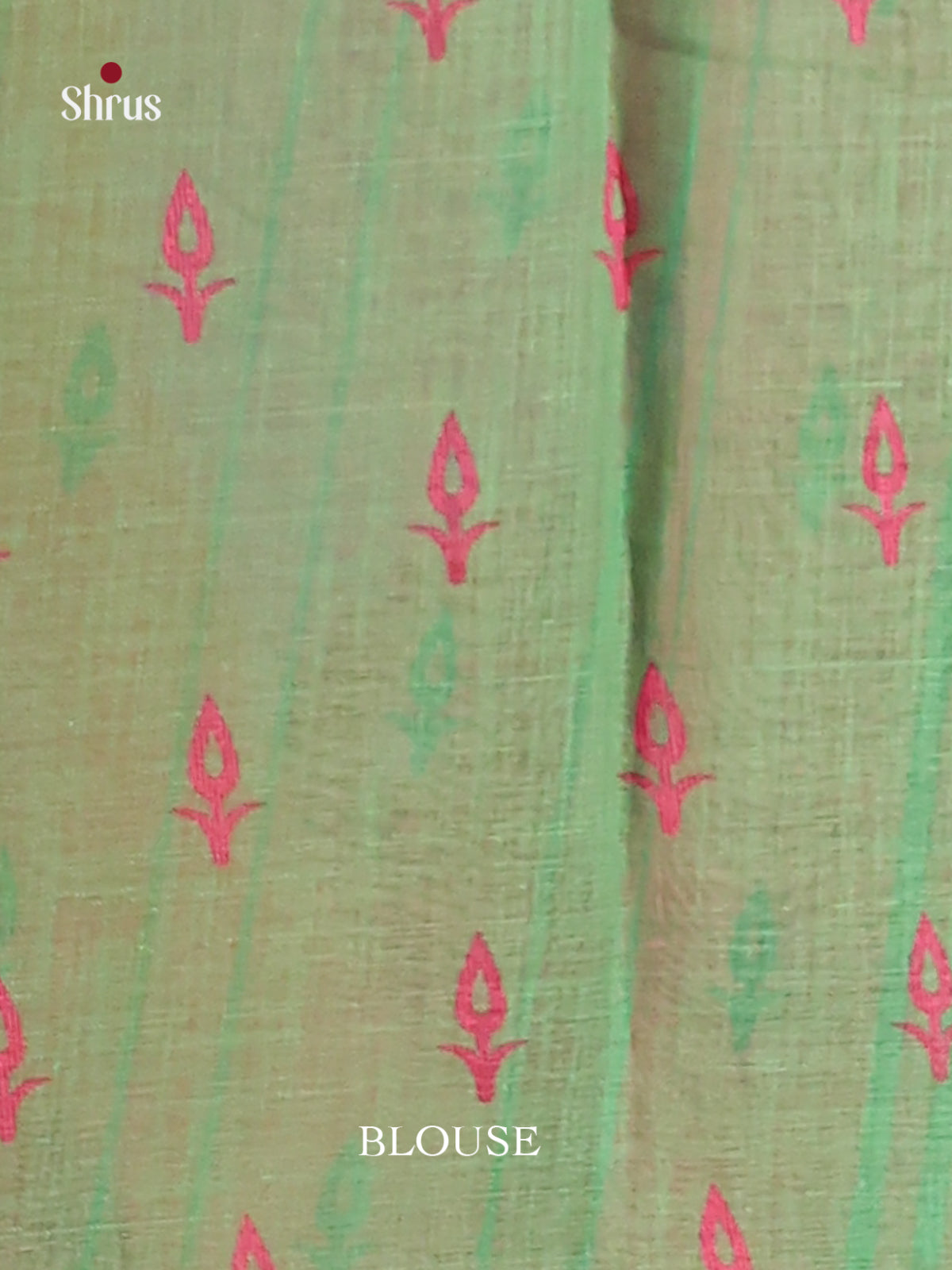 Pink & Green - Linen Cotton Saree - Shop on Shrus.com