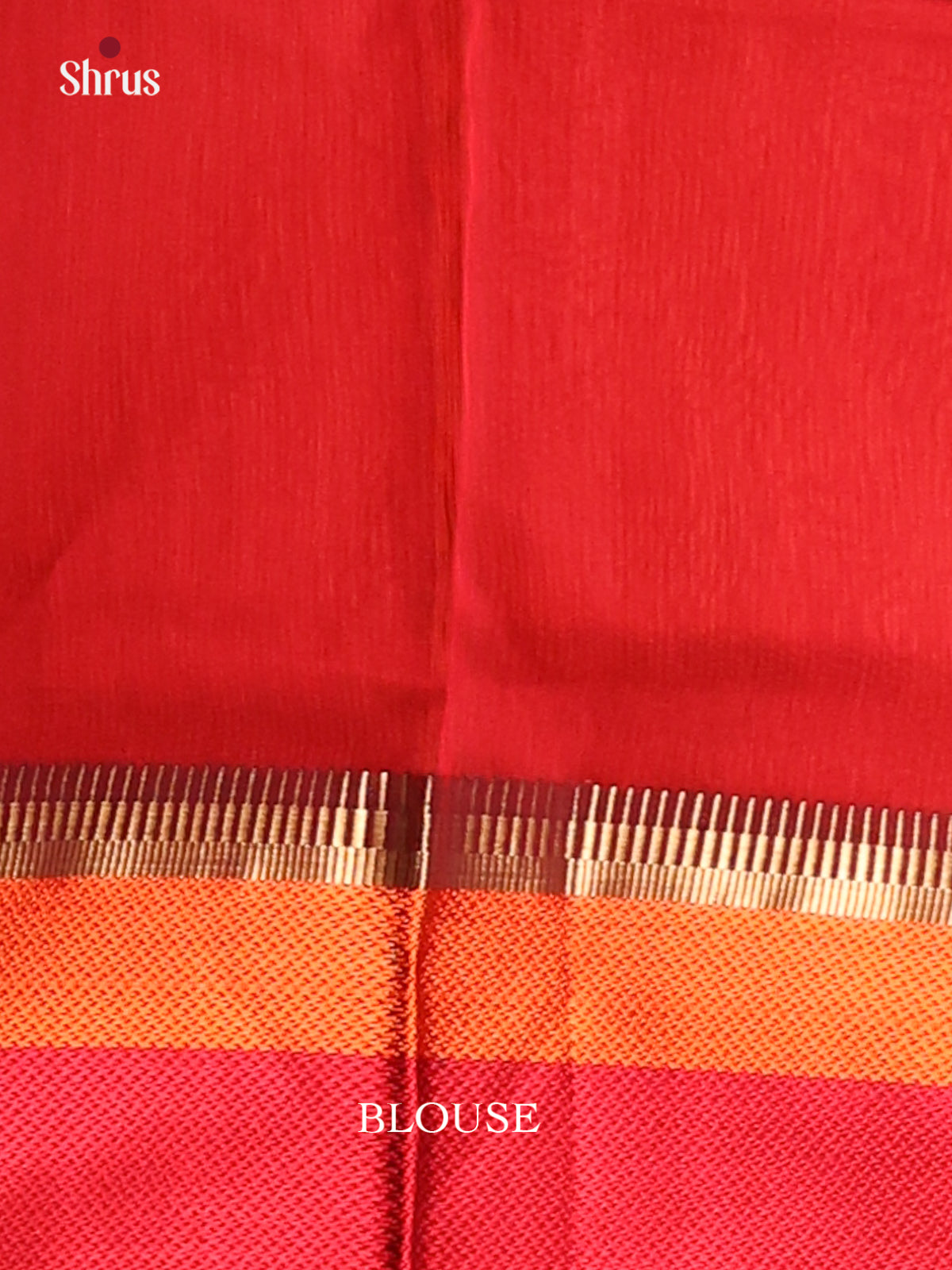 Mustard & Red - Maheshwari silkcotton Saree - Shop on Shrus.com