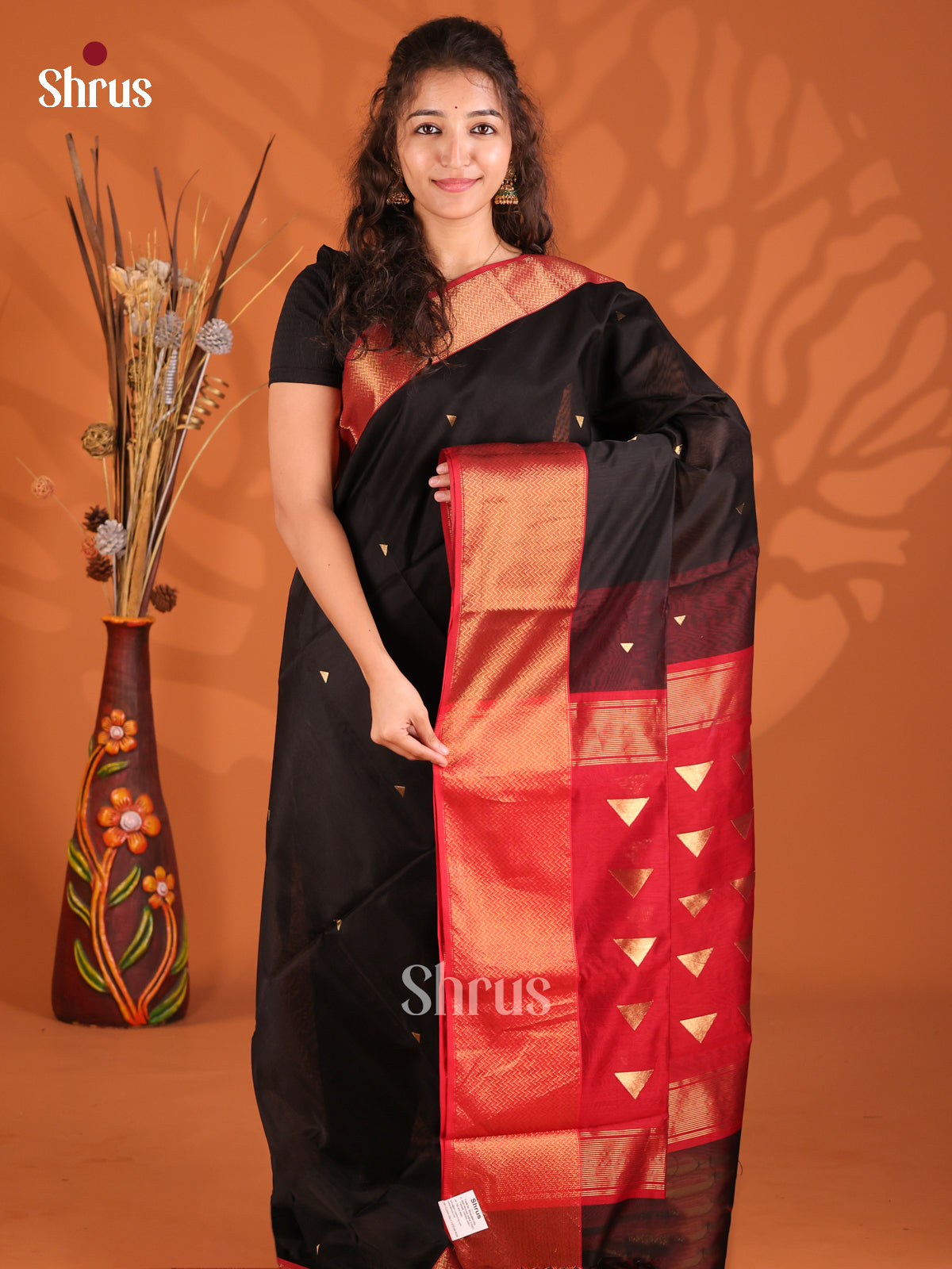 Black & Red - Maheshwari silkcotton Saree